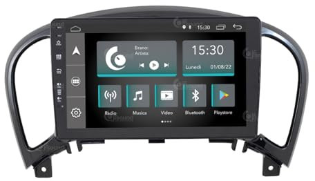 Autoradio Custom Fit per Nissan Juke (con navigatore e retrocamera con visualizzazione 360°) Android GPS Bluetooth WiFi Dab USB Full HD Touchscreen Display 9