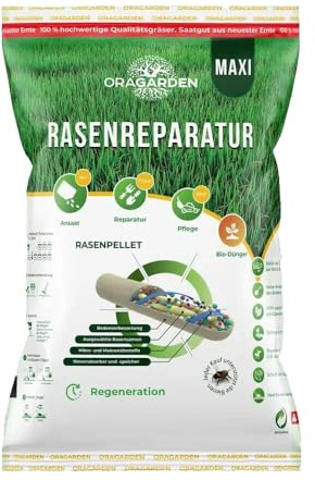 OraGarden ummantelte Rasenpellets Regenerationsrasen für Schnellkeimenden – Rasensamen für Robusten und Widerstandsfähigen Rasen MAXI (1.4 kg)