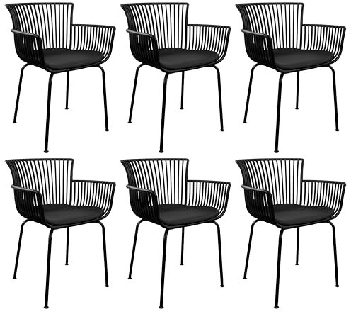 Kick Collection 6er Set Gartenstuhl Otis - Schwarz - Modern und Hochwertig - Kunststof, gecoat Metall en Pu-Leder - Erhältlich in vielen Farben