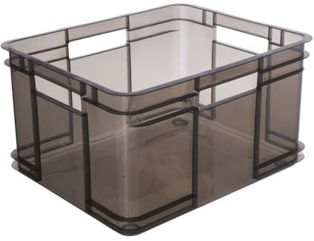 keeeper Transportbox mit Tragegriffen, Euro-Box XL, 28 l, 43 x 35 x 24 cm, Bruno, Crystal Grey (Transparent)