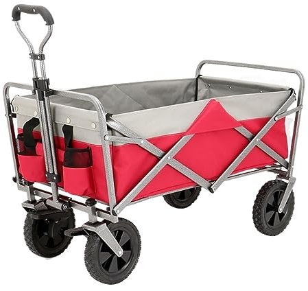 CCYENG Trolley-Wagen Zusammenklappbarer Mehrzweckwagen Karren Große Kapazität Strand Klappwagen Mit Geländerädern Outdoor Camping Campingwagen Gartenwagen