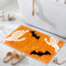 AIBIIN Halloween-Badematte, schwarz, Fledermaus, weißer Totenkopf, Handknochen, Teppich, gelb, Halloween-Badezimmermatten, weiche Mikrofaser, wasserabsorbierend, rutschfeste Bodenteppiche für