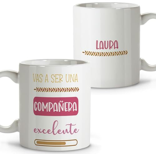 LolaPix Tazas originales. Taza personalizada. Tazas de cafe. Regalo compañera trabajo. Detalles compañeros de trabajo. Taza cerámica 330 ml.