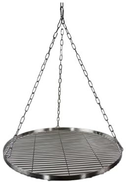 TR-FLAMES 60cm Edelstahl Grillrost mit Kette Ø4, Schwenkgrill, Grillrost mit Kette, BBQ Grillrost, Camping Grillrost, Outdoor Grillzubehör