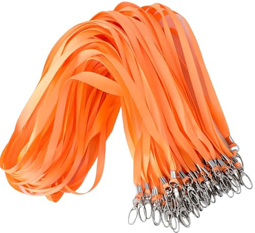 50 Stück Schlüsselbänder, Umhängebänder Hals, Abzeichen Lanyards mit Drehbarem Metallclip, Nackenband Schlüsselband für Student Besucher, Bulk Lanyards für Abzeichen ID-Karten Schlüssel (Orange)