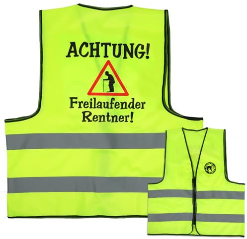 BETESSIN Renteneintritt Geschenk Männer - ACHTUNG! Freilaufender Rentner - Weste für Rente Scherzartikel - Lustige Ruhestand Geschenke für Männer - Abschiedsgeschenk Kollegen
