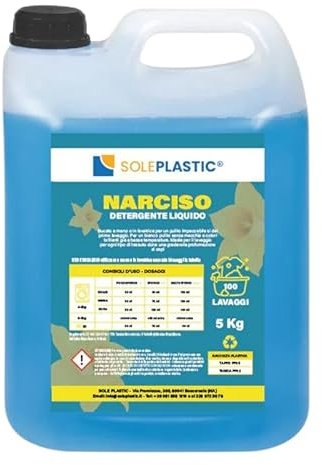 SOLEPLASTIC Detersivo Lavatrice Narciso Adatto Anche Per Lavaggio Manuale Detersivo Liquido Lavatrice Tanica Da 5 Litri Ideali Per Tessuti Naturali E Sintetico (1)