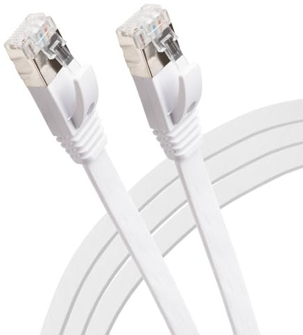 Maplin Ethernet-Kabel, 3 m, weiß, flach, CAT6, Gigabit, UTP, LAN, Netzwerkkabel, RJ45, High-Speed, 10 Gbit/s, kompatibel mit Laptop, PC, CCTV, PS4/5, Xbox, Switch, Modem, Router, Smart TV, Sky Box,