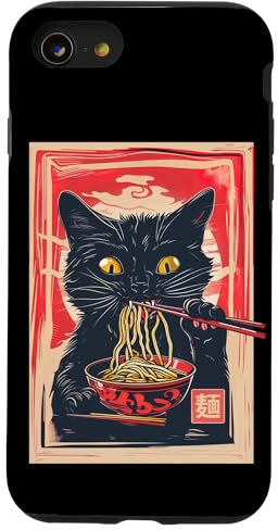 Cat Eat Ramen Noodle Japanese Anime Manga Ramen Kawaii Cat Case for iPhone SE (2020) / 7 / 8