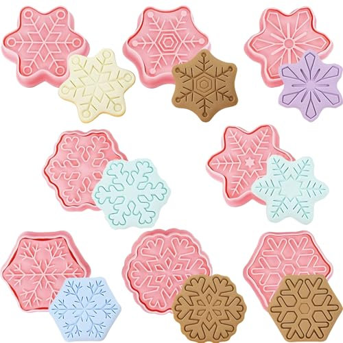 YeahBoom 8 Piezas Moldes Galletas Navidad,Cortadores de galletas de Navidad 3D,Juego de moldes para galletas de Navidad,Moldes Navidad Galletas Plástico para cookie fondant decoración de pasteles