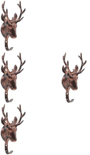 MAGICLULU 4 Pièces Crochet Tête De Cerf Crochet Autocollant Cintre En Bois De Cerf Crochets Muraux En Bois Porte-serviettes De Salle De Bain Patère Murale Cintres Muraux Plastique Dark Brown