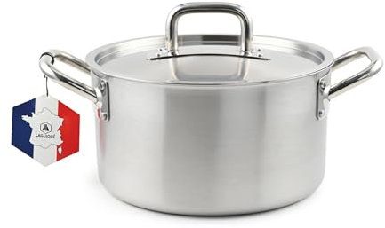 LAGUIOLE, Triplex-Suppentopf 28x17 cm Triplex-Edelstahl 304/Aluminium/430, Fassungsvermögen 10 l, kompatibel mit allen Herdarten einschließlich Induktion, einfache Reinigung, silberfarben.