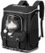 pecute Katzenrucksack Hunderucksack PU Haustier Rucksack,Belastung Verringern Hundetasche,Atmungsaktive Mesh Fenstern Faltbar Katzentasche,Hundetragetasche für Wandern, Camping, Reisen 6kg, Schwarz