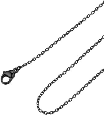FOCALOOK Feine Gliederkette Edelstahl Damen Frauen 1.4mm Rolokette Panzerkette für Anhänger schwarze Ankerkette 40cm lang
