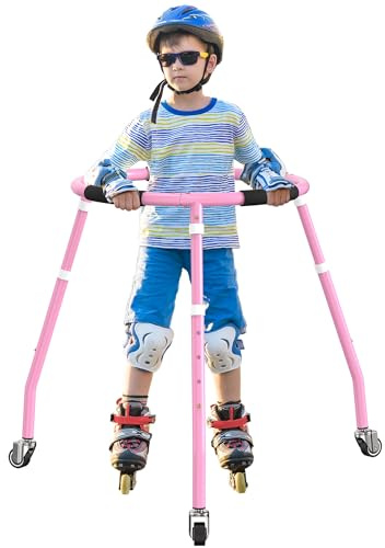 GanFindX Kids Roller Skating Trainer Adjustable Height Skate Walker Pink