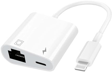 [Apple MFi Certified] Lightning to Ethernet Adapter, 2 in 1 RJ45 Ethernet LAN Network Adapter Compatible with iPhone 14/13/Pro Max/12/11/XS/XR/X/8/7/6/5 iPad, Supports 100Mbps Ethernet Network