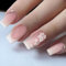 24PCS Long Coffin Press On Nails - 3D Flower French Tip Fake Nails with White Tips and Rhinestones, Stick On Removable Nails for Women and Girls, Easy Nail Art Kit