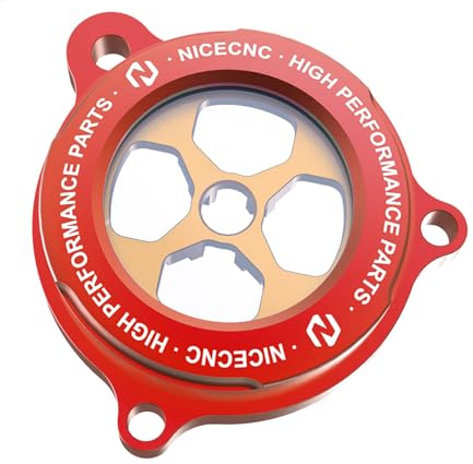 NICECNC Rot-Goldener Ölfilter-Deckel Mit Sichtfenster Compatible with Raptor 700 YFM700RSE Special Edition 2009, 2010, 2011, 2012, Raptor 700R YFM700R 2011-2024, Siehe Fitment