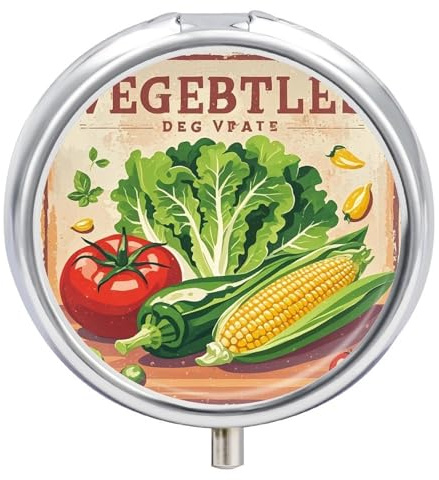 Pillendose für Gemüse, 3 Fächer, tragbar, rund, auslaufsicher, leicht, für den täglichen Gebrauch, kompakt, für Vitamine, Nahrungsergänzungsmittel und Medikamente
