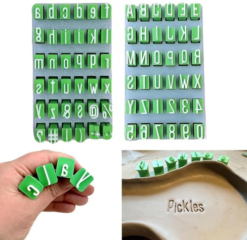 Flanliy Tonstempel Buchstaben, Ton Buchstabenstempel, Groß- und Kleinbuchstaben Stempel für Ton und Keramik, Töpferwerkzeug Stempel Buchstaben Set für DIY Töpferei (2 Set)