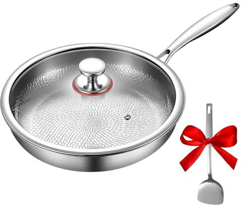 PakaLife Titanium Pan with Hammer & Lid,11.8'' Titanium & Stainless Steel Pro Cookware,Multifunctional Pots and Pans Set,Scratch-Resistant Non Stick Frying Pans for Cooking