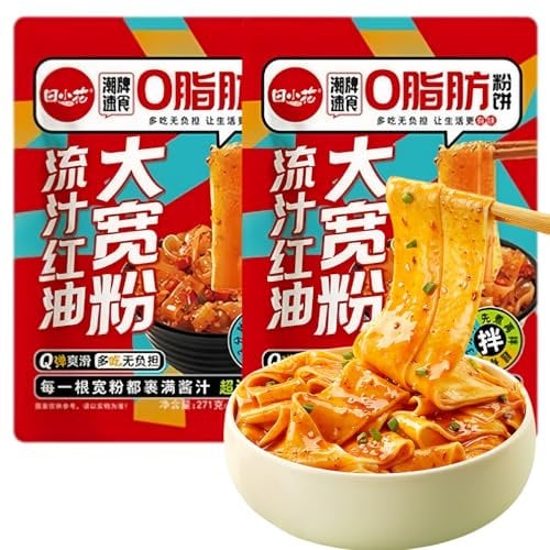 Authentic sweet potato wide noodles essential for hot pot chewy and durable Malatang hot and sour noodles 270g (Red oil)