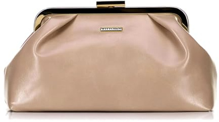 WITTCHEN Damen-Beuteltasche Mit Riemen | Handtasche Damen Klein | Mini Handtasche | Vintage-Handtasche | Kunstleder | Mit Kette | beige Umhängetasche