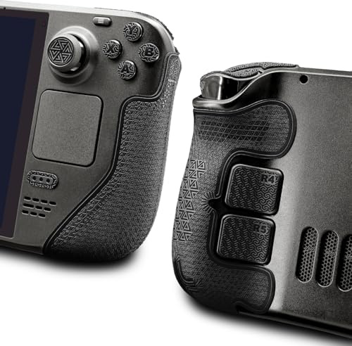 Luck&Link Controller Grip per Steam Deck OLED & LCD,Kit di pelle textured,Controller antiscivolo assorbenti di sudore Maniglia, pulsanti, scateni, D-pad (Ultra - Obsidian Nero)