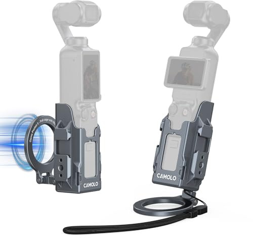 Magnetischer Halteständer für DJI Osmo Pocket 3, Aluminium-Schutzkäfig, Pocket3-Zubehörgehäusehalter, Tischständer, Griffgriff mit Cold Shoe-Halterung für Vlog, Fitnessstudio, Reisen