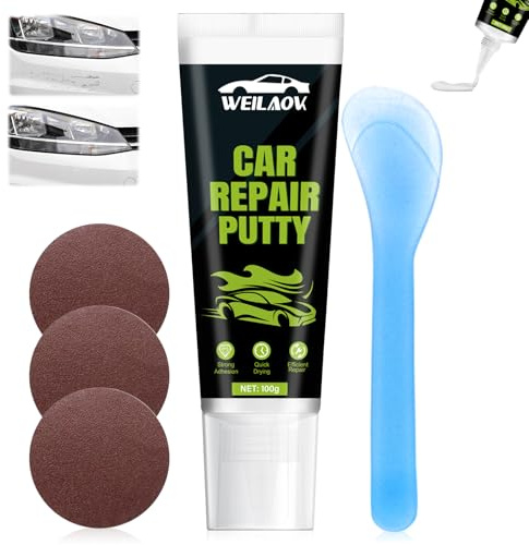 WEILAOK 150g Mastic Carrosserie Voiture, Mastic Carrosserie Finition, Auto Spachtelmasse, Séchage Rapide, Idéal pour le Débosselage des Voitures, des Voitures de Collection et des Bateaux, Blanc
