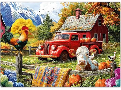 500 Piece Jigsaw Puzzles for Adults - Jigsaw Puzzles for Adults 500 | Farm - Puzzle 500 Pieces - Unique Cut Strong Grip Pieces - Challenging and Relaxing Artistic Activity For Men And Women
