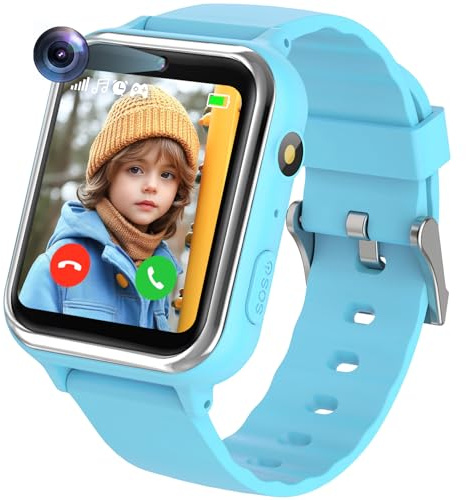PTHTECHUS Kinder Smartwatch, Telefon Uhr mit Musik-Player, Video, Wecker, 13-Spiele, Kamera, Kids Smart Watch SOS, Kinderuhr Geschenk passend für Jungen und Mädchen im Alter von 4-12 (Blau)