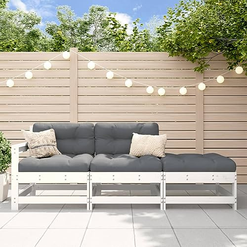 mtlskopl 3tlg. Gartenlounge Set Weiß Kiefernholz 62x66x70,5 cm Latten Design Outdoor Sofa Eckbank wetterfest platzsparend für Balkon Terrasse Wintergarten
