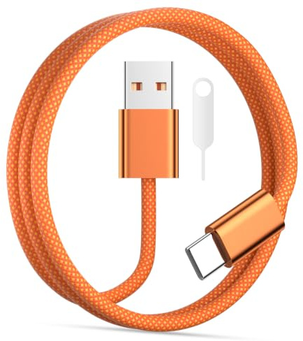 ELOLOHI 2M Câble USB A vers C pour Car-Play, pour Android, 3A 18W Orange | Chargeur Rapide pour Samsung S26 Ultra S25 S24 A56 A16 A17, Câble USB C pour iPhone 17 Pro 16 15, pour Google Pixel 10 9 9a 8