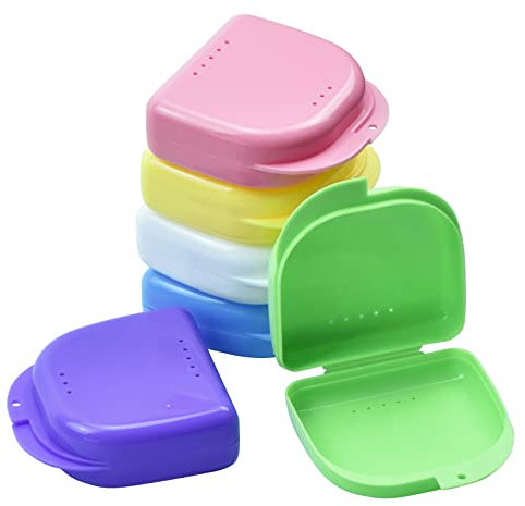 SANTOO Lot de 6 Boite Appareil Dentaire, Petit étui de Rangement pour Prothèse Dentaire, Gouttière, Boîte de Protège-Dents