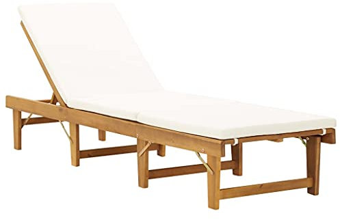 vidaXL Akazienholz Massiv Sonnenliege mit Auflage Klappbar Gartenliege Liegestuhl Holzliege Saunaliege Gartenmöbel Liege Strandliege
