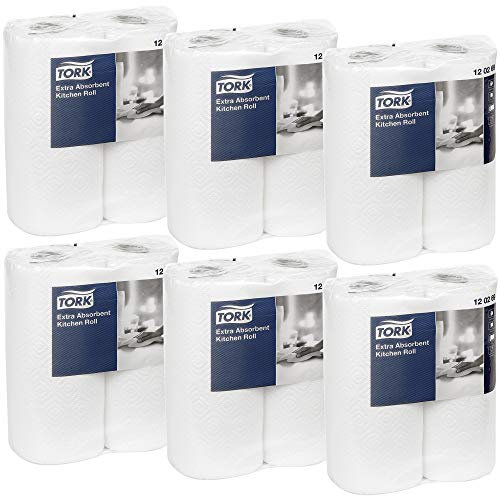 Tork - Juego de 2 rollos de papel extra absorbente para cocina, color blanco