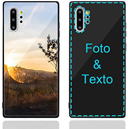 MXCUSTOM Funda Personalizada para Samsung Galaxy Note 10+ 10 Plus 5G, Carcasa Personalizado Teléfono móvil Anti-Rasguños Vidrio Templado Parachoques Suave con Foto Imagen Texto Diseña (GHS-BK-P1)