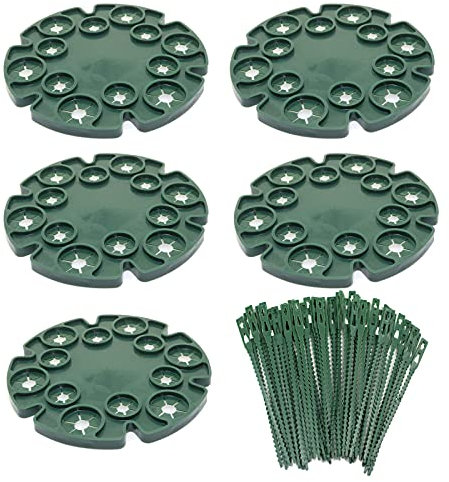 Wigwam Lot de 5 supports de canne en bambou à 12 trous avec 50 attaches réglables pour plantes, pois de senteur, supports pour plantes grimpantes, pois, tomates