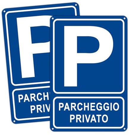 2pz Cartello Parcheggio Privato, 200 * 300mm Segno di Proprietà Privata Segnale in Alluminio Metallo Blu