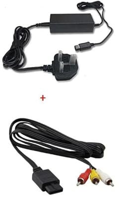 WICAREYO Power Supply Adapter with AV Cable for GameCube, Charger Power Adapter with Audio Video Cord for GameCube NGC UK Plug