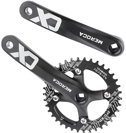 PETCHOR Square Taper Crankset MTB, Mountain Bike Single Speed Crankset, Bicycle Crank Arm Set 170mm 104BCD, 38T Chainring & Bolts