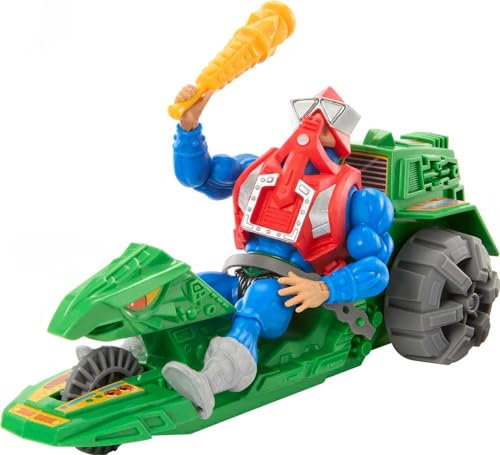 MASTERS OF THE UNIVERSE ORIGINS Ground Ripper und Mekaneck - Actionfigur und Retrofahrzeug mit Zubehörteilen, für Darstellungen von Gut gegen Böse, für Fans ab 4 Jahren, HKM62