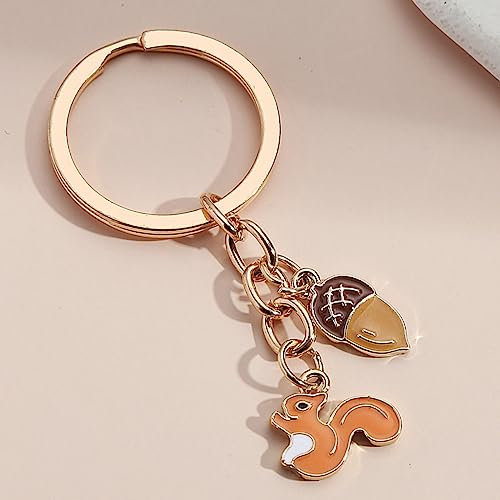 RUBA Nette Schlüsselanhänger Eichhörnchen Kiefer Kegel Schlüsselring Tier Schlüsselanhänger Für Frauen Männer Handtasche Zubehör Auto Hängende Geschenke(1,1)