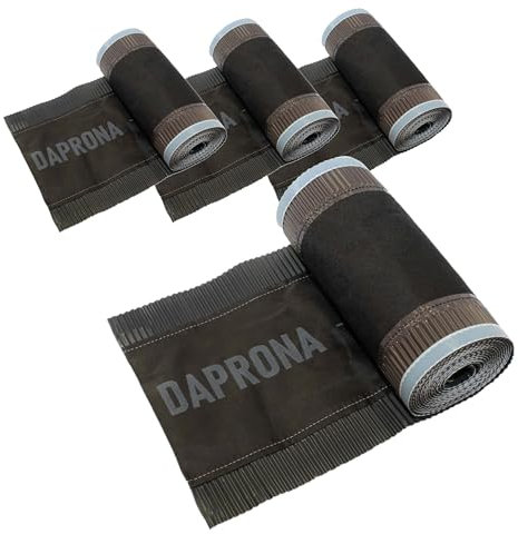 DAPRONA Firstband Alu 4 Rollen - 390mm x 5m Anthrazit (RAL 7021) Rollfirst für eine optimale Dachfirst Abdeckung, Super Butylkleber