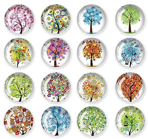 JJ PRIME - 16 Pezzi Calamite Frigorifero | Calamite Da Frigo | Albero della Vita Magneti Frigo | Calamite Piccole Rotonde | Calamite Per Lavagna Magnetica, Cucina e Scuola (Albero della Vita)