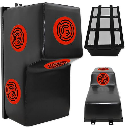 MAXSTRENGTH Boxsack, Wandmontage, Workout, Schlagwand, Uppercut, Zieltasche, Kampfsport, Marital-Arts (Schwarz/Rot)