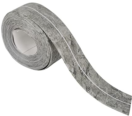 5M Caulk Tape Sealant Strip, Self Adhesive Bath Sealant Strip, Waterproof Anti Mould Sealing Tape for Kitchen Bathroom Toilet Bathtub Wall Floor (Grey Marble, 5M)