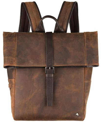 Visconti Large Leather Fold Over Backpack/Business Bag TC90 Havana Tan