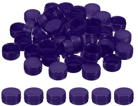 PATIKIL 1.2inch Plastic Bottle Caps for Crafts, 50Pcs Reusable Protection Bottle Screw Lids for Empty Container DIY Scrapbook Decorations, Purple
